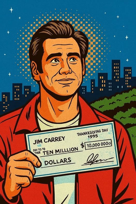 Jim Carrey escribió un cheque por 10 millones de dólares… cuando no tenía ni para comer.